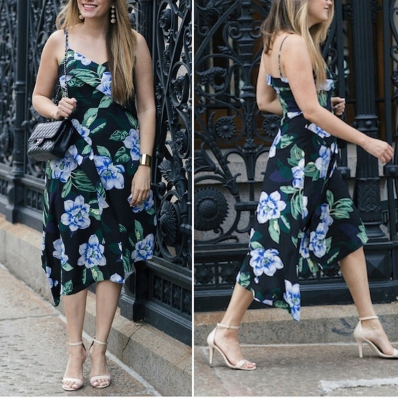 Banana Republic Floral Strappy asymetrical midi dress size 6 - Picture 1 of 16